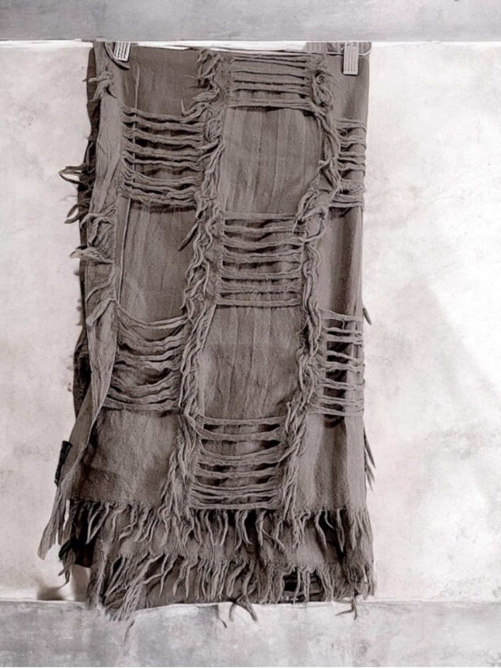 All Saints Spitalfields Wool Blend Frayed Gray Scarf